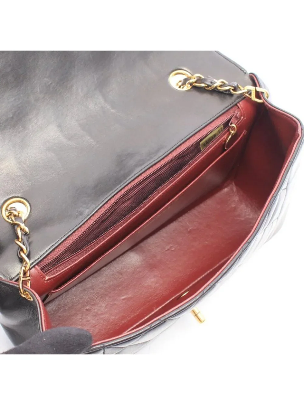 Chanel Shoulder Bag Quilted Diana Flap Black Lambskin Chain
